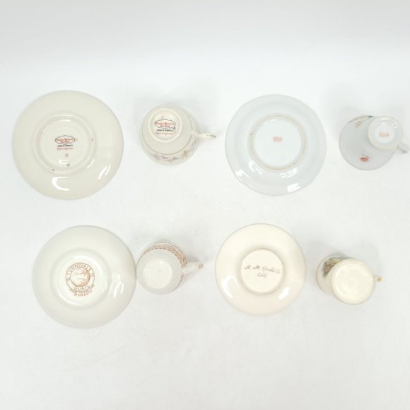 4 Demitasse Mini Cup and Saucer Sets Tea Cups Floral Colonial Quail Vintage - Picture 10 of 13